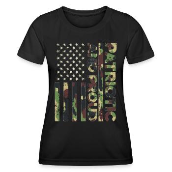 American Flag Independence Day Patriotic & Proud - Women's Functional T-Shirt - black - Front - AI Model Female 172 light (172cm)