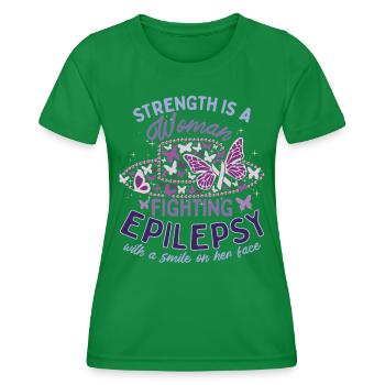 Strength Is A Woman Fighting Epilepsy Warrior - Women's Functional T-Shirt - kelly green - Front - AI Model Female 172 dark (172cm)