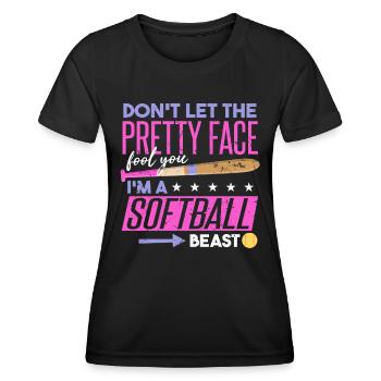 Ich bin ein Softball-Biest - Frauen Funktions-T-Shirt - Schwarz - Vorne - AI Model Female 172 light (172cm)