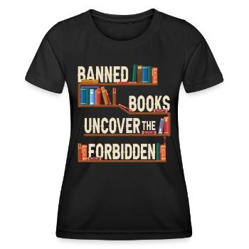 Les livres interdits découvrent l’interdit - T-shirt sport Femme - noir - Devant - AI Model Female 172 light (172cm)