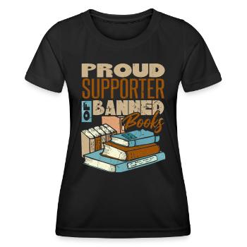 Fier partisan des livres interdits - T-shirt sport Femme - noir - Devant - AI Model Female 172 light (172cm)