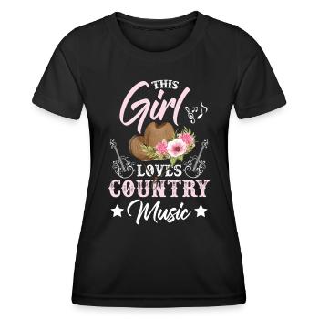 Dieses Mädchen liebt Country-Musik - Frauen Funktions-T-Shirt - Schwarz - Vorne - AI Model Female 172 light (172cm)