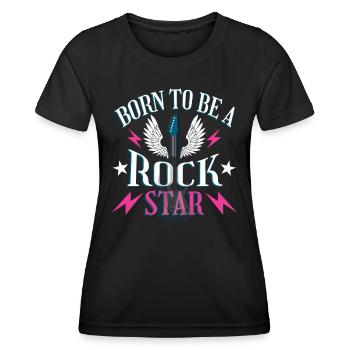Geboren, um ein zu sein Rockmusik - Frauen Funktions-T-Shirt - Schwarz - Vorne - AI Model Female 172 light (172cm)