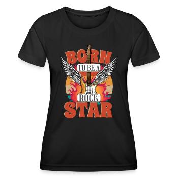 Geboren, um ein zu sein Rockmusik - Frauen Funktions-T-Shirt - Schwarz - Vorne - AI Model Female 172 light (172cm)