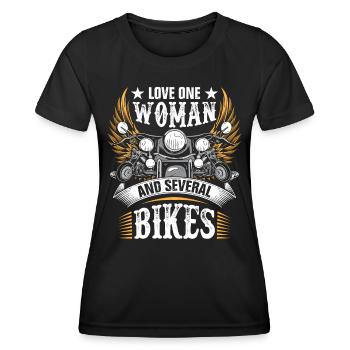 Biker, Motorradfahrer, Motorradfahrer, Motorradfahrer - Frauen Funktions-T-Shirt - Schwarz - Vorne - AI Model Female 172 light (172cm)