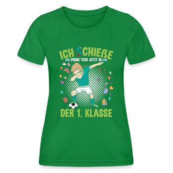 Dabbender Fußballer Schulkind Einschulung - Frauen Funktions-T-Shirt - Kelly Green - Vorne - AI Model Female 172 dark (172cm)