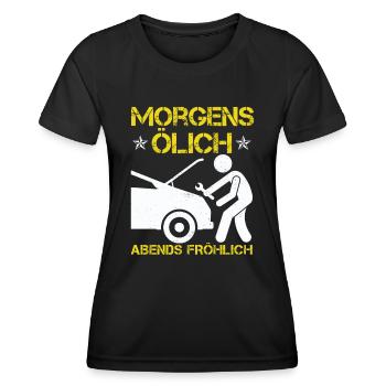 Morgens Ölich Abends Fröhlich - Frauen Funktions-T-Shirt - Schwarz - Vorne - AI Model Female 172 light (172cm)