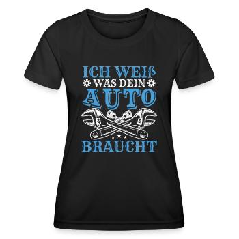 Automechaniker Lustig Humor Auto Werkstatt - Frauen Funktions-T-Shirt - Schwarz - Vorne - AI Model Female 172 light (172cm)