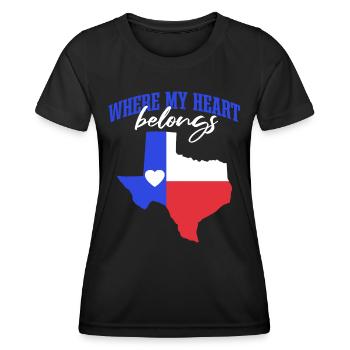 Où mon cœur appartient Texas - T-shirt sport Femme - noir - Devant - AI Model Female 172 light (172cm)