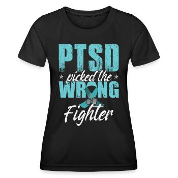 Le SSPT a choisi le mauvais combattant - T-shirt sport Femme - noir - Devant - AI Model Female 172 light (172cm)