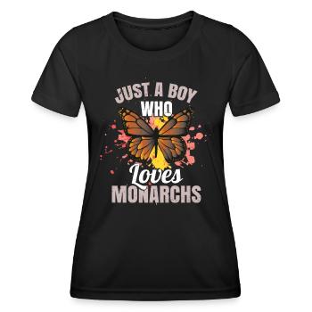 Nur ein Junge, der Monarchen liebt - Frauen Funktions-T-Shirt - Schwarz - Vorne - AI Model Female 172 light (172cm)