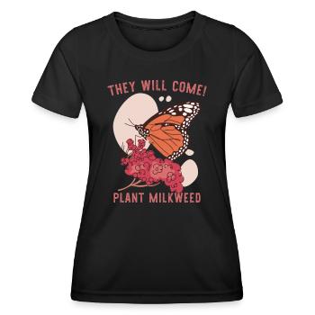 Monarch-Schmetterling Wolfsmilch - Frauen Funktions-T-Shirt - Schwarz - Vorne - AI Model Female 172 light (172cm)