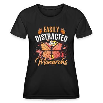 Leicht abgelenkt von Monarchen - Frauen Funktions-T-Shirt - Schwarz - Vorne - AI Model Female 172 light (172cm)