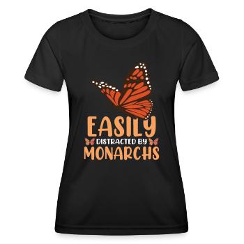 Leicht abgelenkt von Monarchen - Frauen Funktions-T-Shirt - Schwarz - Vorne - AI Model Female 172 light (172cm)