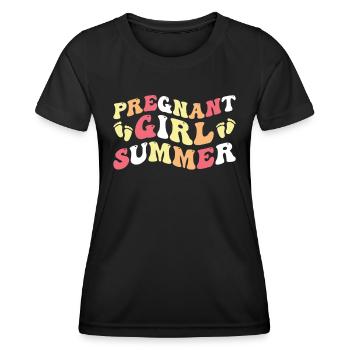 Groovy Pregnant Girl Summer - Women's Functional T-Shirt - black - Front - AI Model Female 172 light (172cm)