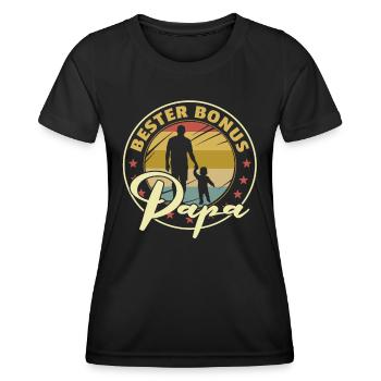 Bester Bonus Papa Stiefvater Vatertag Geschenk - Frauen Funktions-T-Shirt - Schwarz - Vorne - AI Model Female 172 light (172cm)