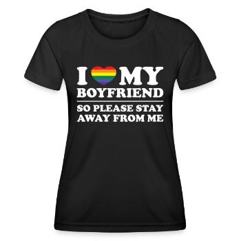 J’aime mon petit ami alors s’il te plaît reste loin de moi - T-shirt sport Femme - noir - Devant - AI Model Female 172 light (172cm)