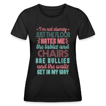 Tollpatschiges Zitat Frauen Lustig - Frauen Funktions-T-Shirt - Schwarz - Vorne - AI Model Female 172 light (172cm)