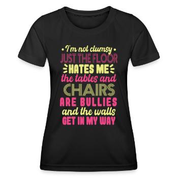 Frauen Tollpatschiger Humor Witz - Frauen Funktions-T-Shirt - Schwarz - Vorne - AI Model Female 172 light (172cm)
