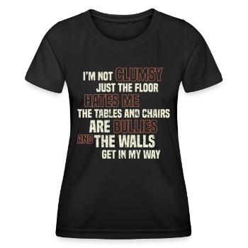 Lustig, tollpatschig, sarkastisch, ironisch, witzig - Frauen Funktions-T-Shirt - Schwarz - Vorne - AI Model Female 172 light (172cm)