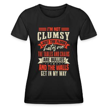 Clumsy People Sarcasm Humor - Women's Functional T-Shirt - black - Front - AI Model Female 172 light (172cm)