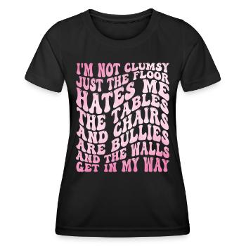 Frauen Tollpatschiges Zitat - Frauen Funktions-T-Shirt - Schwarz - Vorne - AI Model Female 172 light (172cm)