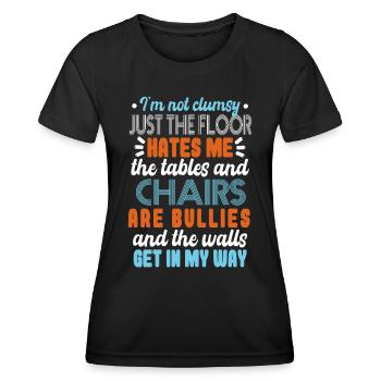 Retro Tollpatschiger Witz Humor - Frauen Funktions-T-Shirt - Schwarz - Vorne - AI Model Female 172 light (172cm)