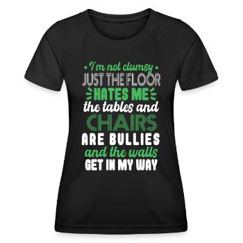 Lustig Humorvoll Tollpatschiger Spruch - Frauen Funktions-T-Shirt - Schwarz - Vorne - AI Model Female 172 light (172cm)