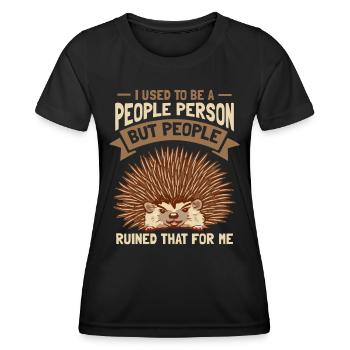 J’étais un hérisson humain - T-shirt sport Femme - noir - Devant - AI Model Female 172 light (172cm)