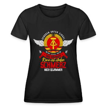 DDR Sachsen Ossi Ostdeutschland Ostblock - Frauen Funktions-T-Shirt - Schwarz - Vorne - AI Model Female 172 light (172cm)