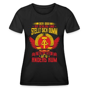Lustige DDR Osten Sprüche Heimat - Frauen Funktions-T-Shirt - Schwarz - Vorne - AI Model Female 172 light (172cm)
