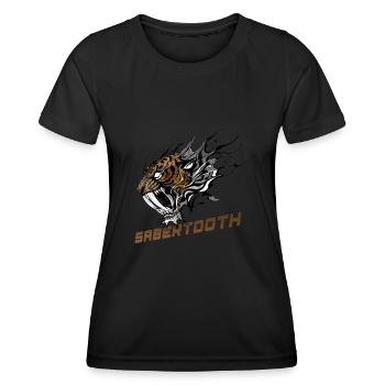 Wilder Säbelzahntiger - Frauen Funktions-T-Shirt - Schwarz - Vorne - AI Model Female 172 light (172cm)