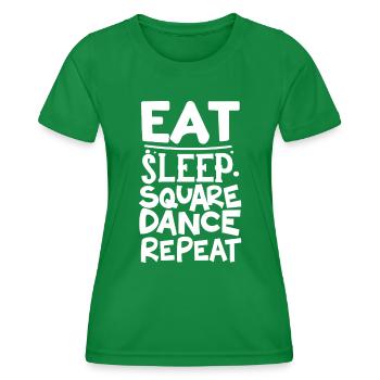 Eat Sleep Square Dance Repeat - Frauen Funktions-T-Shirt - Kelly Green - Vorne - AI Model Female 172 dark (172cm)