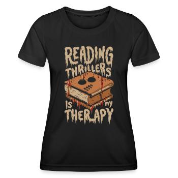 La lecture de thrillers est ma thérapie - T-shirt sport Femme - noir - Devant - AI Model Female 172 light (172cm)