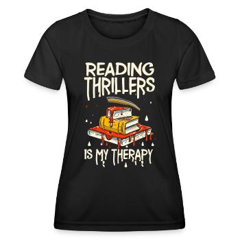 La lecture de thrillers est ma thérapie - T-shirt sport Femme - noir - Devant - AI Model Female 172 light (172cm)