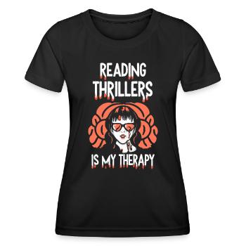 La lecture de thrillers est ma thérapie - T-shirt sport Femme - noir - Devant - AI Model Female 172 light (172cm)