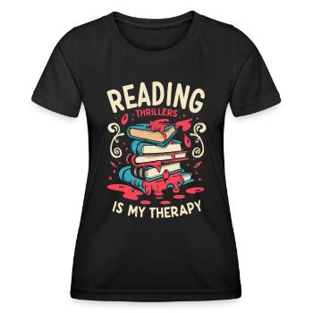 La lecture de thrillers est ma thérapie - T-shirt sport Femme - noir - Devant - AI Model Female 172 light (172cm)