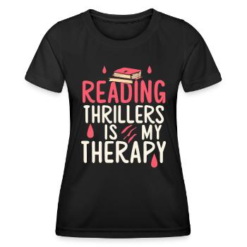 La lecture de thrillers est ma thérapie - T-shirt sport Femme - noir - Devant - AI Model Female 172 light (172cm)