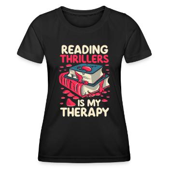 La lecture de thrillers est ma thérapie - T-shirt sport Femme - noir - Devant - AI Model Female 172 light (172cm)