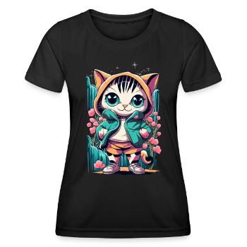 cute kawaii kitten japan - Women's Functional T-Shirt - black - Front - AI Model Female 172 light (172cm)