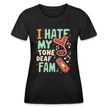 JE DÉTESTE MA FAMILLE SOURDE - T-shirt sport Femme - noir - Devant - AI Model Female 172 light (172cm)