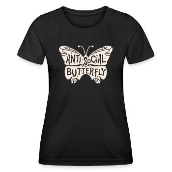 Anti social butterfly introverti asocial - T-shirt sport Femme - noir - Devant - AI Model Female 172 light (172cm)