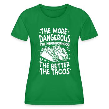 T-shirt Tacos & Adventure – Dangereusement bon ! - T-shirt sport Femme - vert - Devant - AI Model Female 172 dark (172cm)