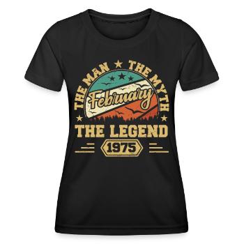 Cadeau d'anniversaire - né en février 1975 - T-shirt sport Femme - noir - Devant - AI Model Female 172 light (172cm)