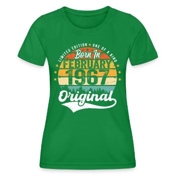 Geboren im Februar 1967 - Geburtstagsgeschenk - Frauen Funktions-T-Shirt - Kelly Green - Vorne - AI Model Female 172 dark (172cm)