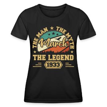 März 1933 Jubiläum 1933 Legenden März - Frauen Funktions-T-Shirt - Schwarz - Vorne - AI Model Female 172 light (172cm)