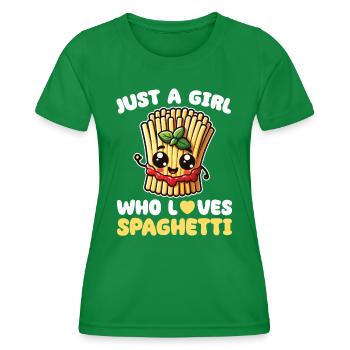 Nudeln Kawaii Spaghetti Lover Pasta Italian - Frauen Funktions-T-Shirt - Kelly Green - Vorne - AI Model Female 172 dark (172cm)