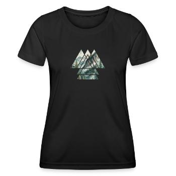 Dreieckige Aussicht auf die Berge - Frauen Funktions-T-Shirt - Schwarz - Vorne - AI Model Female 172 light (172cm)