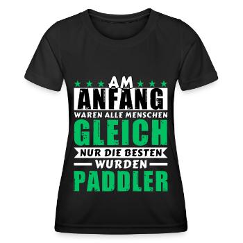 Am Anfang waren alle gleich - Paddler Edition - Frauen Funktions-T-Shirt - Schwarz - Vorne - AI Model Female 172 light (172cm)