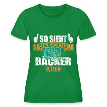 So sieht ein richtig cooler Bäcker aus - Frauen Funktions-T-Shirt - Kelly Green - Vorne - AI Model Female 172 dark (172cm)